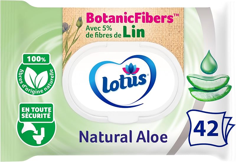 Lotus Natural Aloe Wet Toilet Paper - No Dye or Fragrance - 100% Natural FSC Fibres - 42 Count (Pack of 1)