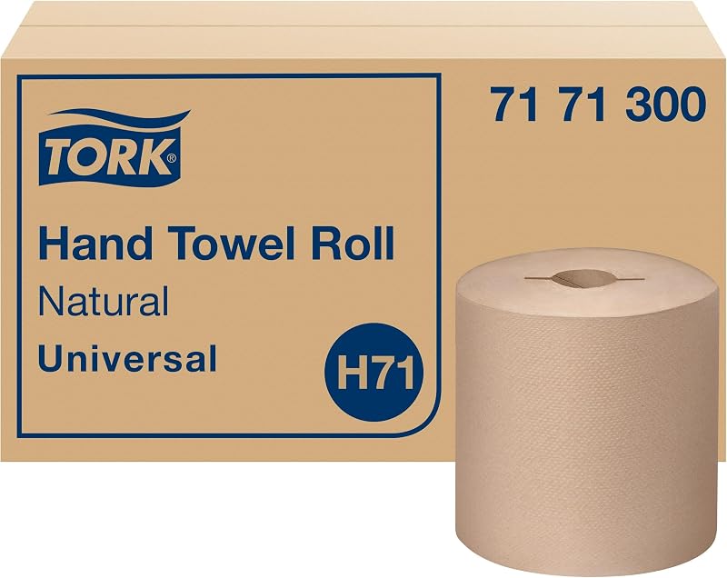Tork 7171300 Universal Paper Hand Towel Roll, I-Notch, 1 Ply, 7.5" Wide x 805 Feet Long, Natural (Box of 6 Rol