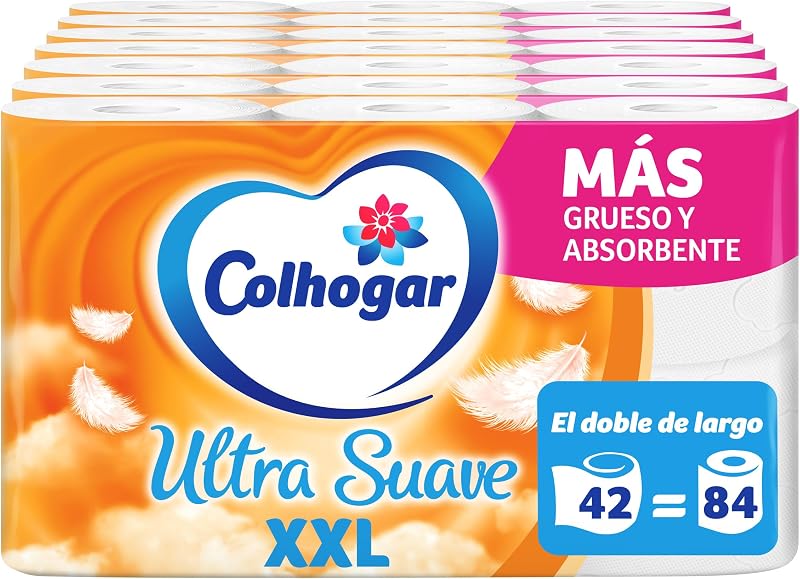 Colhogar Ultra Soft XXL 7x6 Soft Toilet Paper - 42 Pack Extra Large Rolls - 2 Ply Toilet Paper - 100% Fragranc
