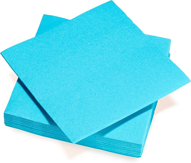 40 x FSC Textile Touch Paper Napkins Turquoise Blue 38 x 38 cm