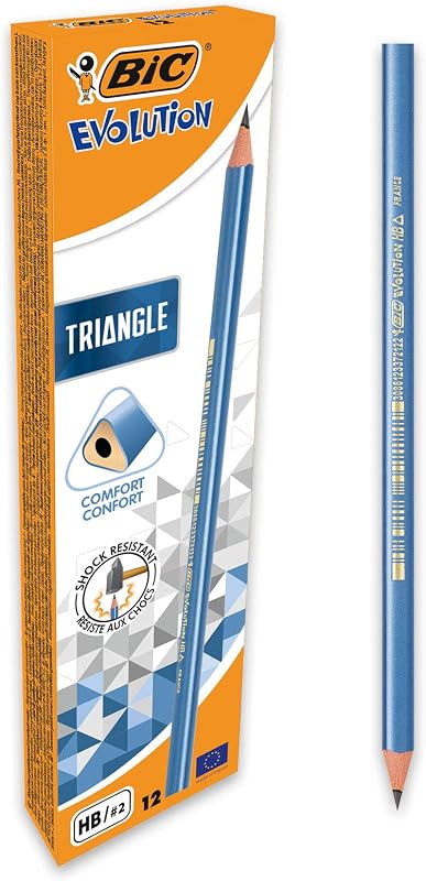 BIC Evolution Triangle Pencils, HB, Stationery Essential, Shock Resistant, Box of 12