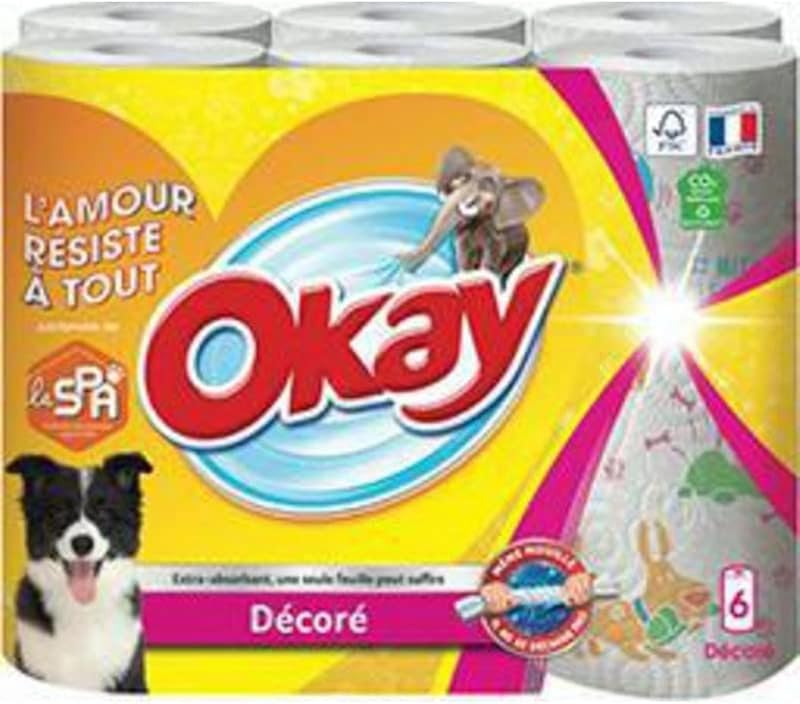 Okay Okay Deco Paper Towel x 6 Rlx - Palco 1.3 m - Pack of 3 Rolls