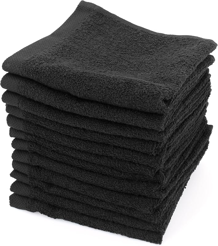 Linnea Alpha Pack of 12 Guest Towels 30 x 30 cm Black