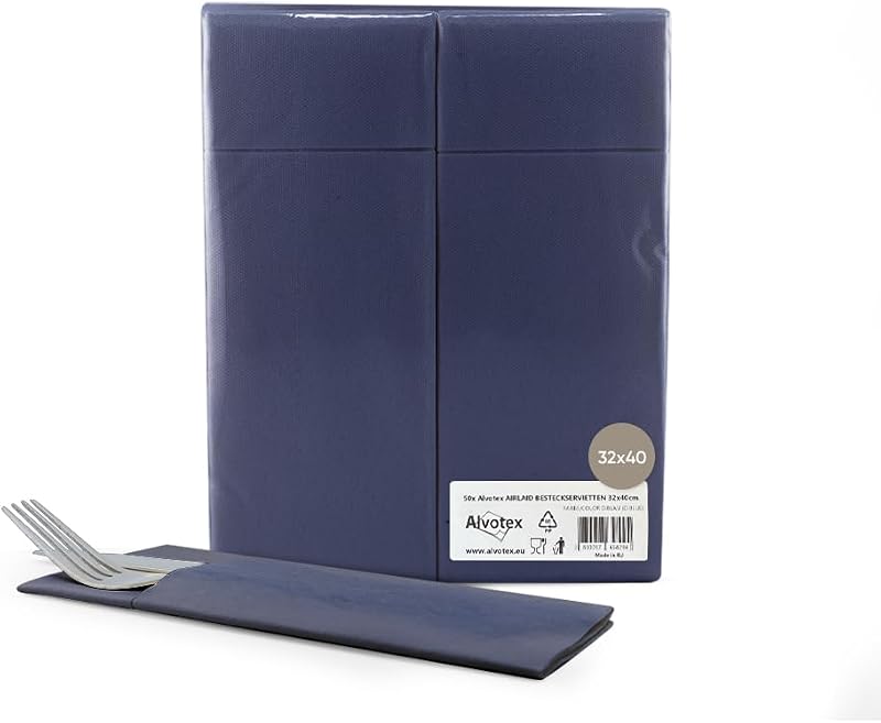 Alvotex Pack of 50 Airlaid Napkins Blue