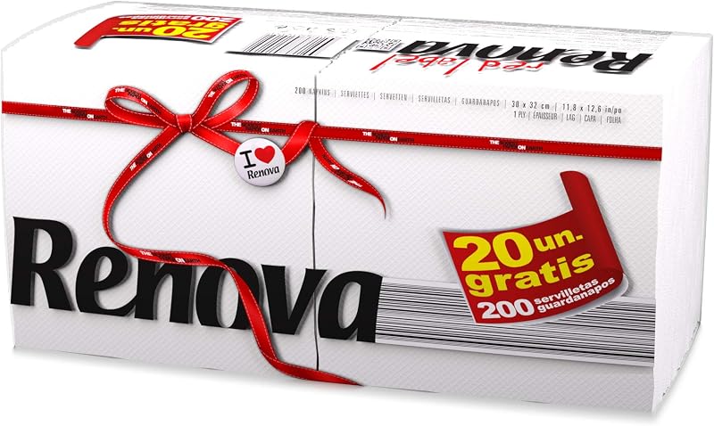 Renova Red Label Napkins, Extra Softness, 1 Ply, 200 Napkins