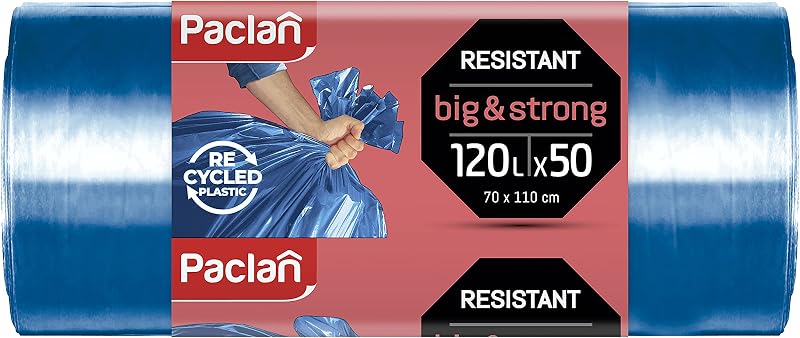 Paclan 50 x 120 Litre Blue Bin Liners