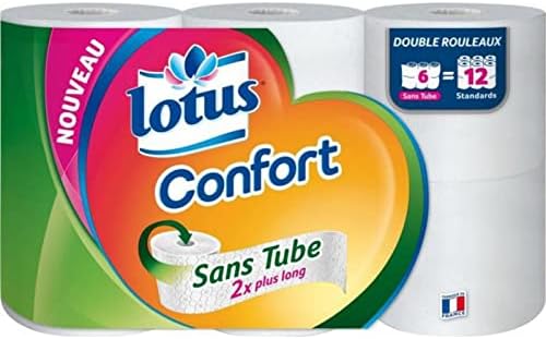 Lotus Confort Without Tube 2x Longer 6 Rolls (Pack of 3 or 18 Rolls)