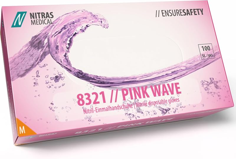 8321 Nitrile Gloves Medium Pink (Pack of 100)