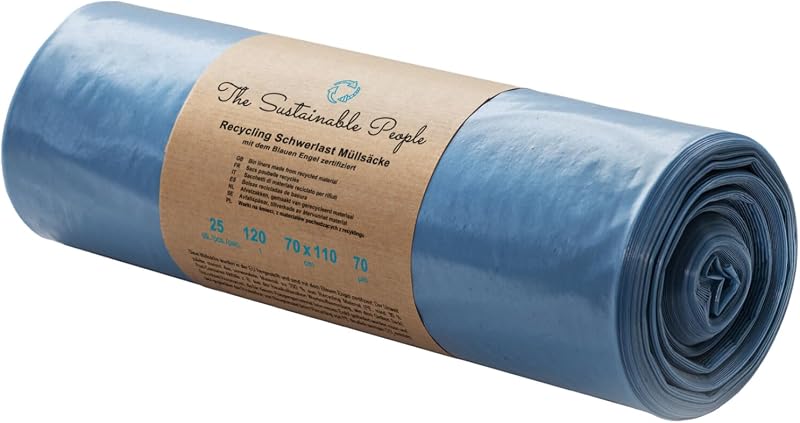Roll of 25 Recycled TSP 120L Heavy Duty Bin Liners - Made from 90% Recycled (PE) Materials - Blue Angel Certif