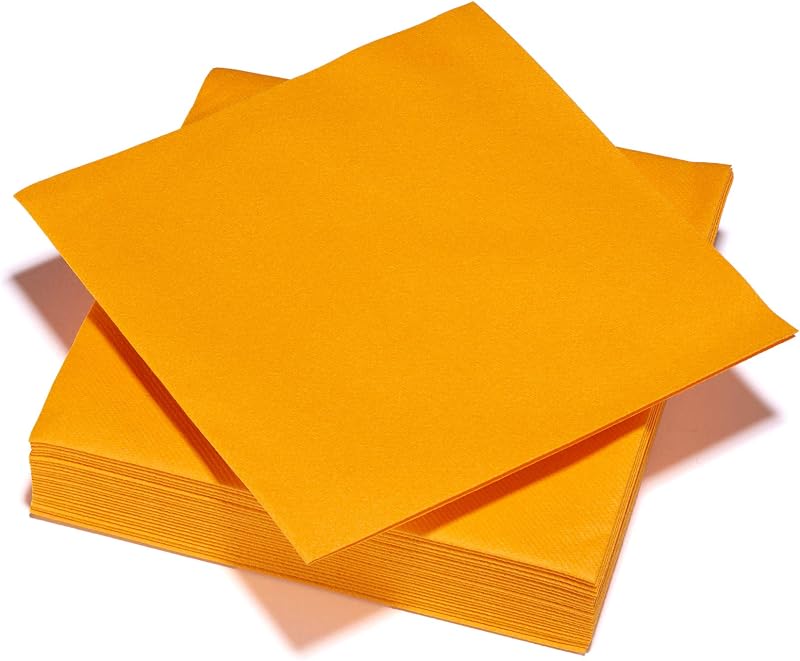Serviettes en Airlaid - Toucher Textile Mandarine - Certifié FSC - Lot de 25-40x40cm - Le Nappage