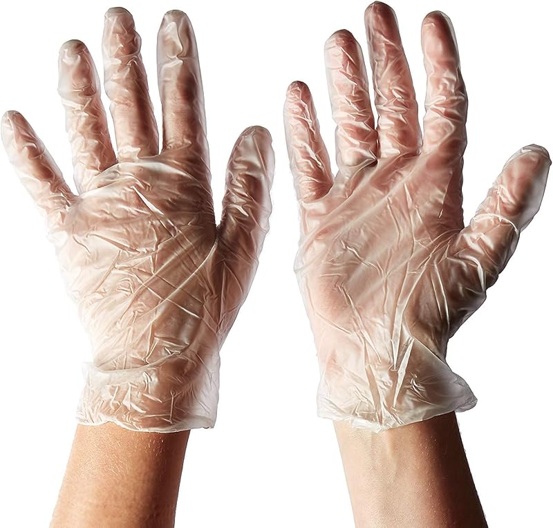 100 Pcs Disposable Gloves Clear PE Plastic Gloves Powder Free Latex Free Comfortable to Wear for Cleaning, Kit