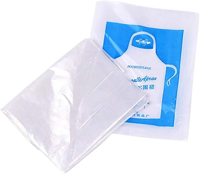BYFRI 25pcs Transparent Disposable Cleaning Plastic Kitchen Apronds Apron for Women Men (Adults General), Styl