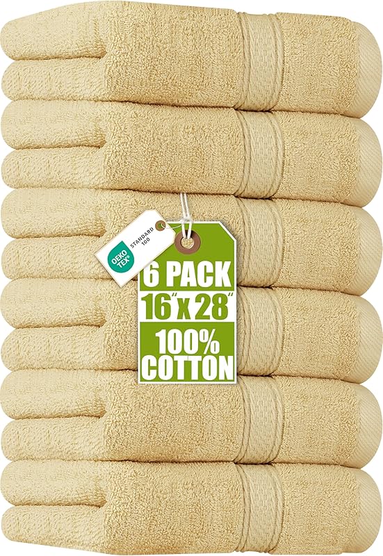 Utopia Towels - Pack of 6 Premium Hand Towels, (41 x 71 cm) 100% Spun Cotton, Ultra Soft and Highly Absorbent 