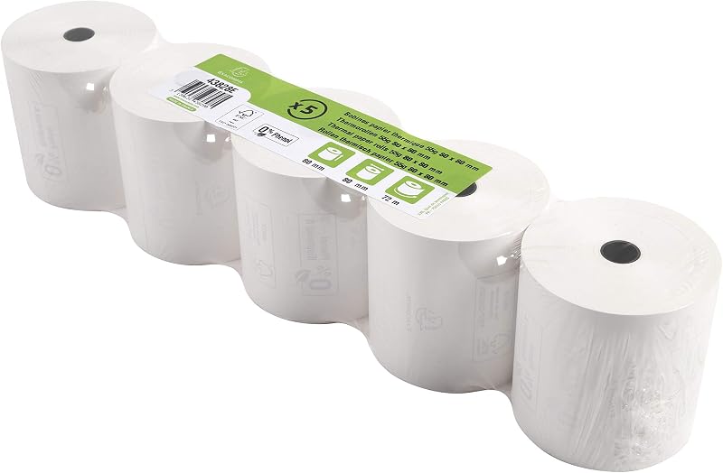 Exacompta - Ref 43828E - Box of 20 rolls for receipts - width 80 mm x diameter 70 mm - 1 thermal ply 48 g/m² P