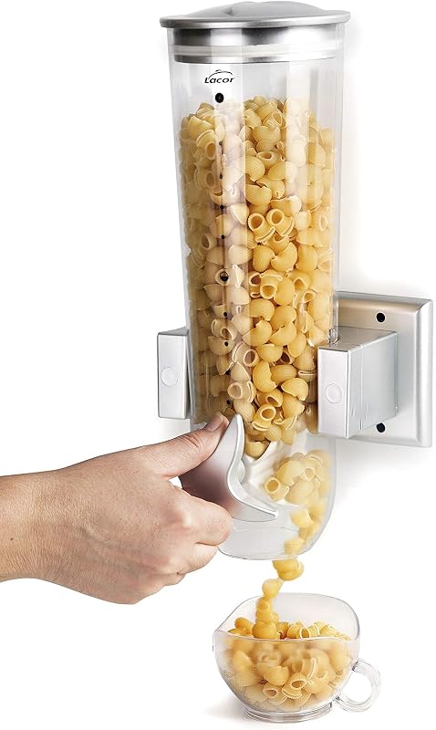 Lacor 62541 – Wall-Mounted Rotating Cereal Dispenser, Transparent, Single | Durable professional utensil; desi