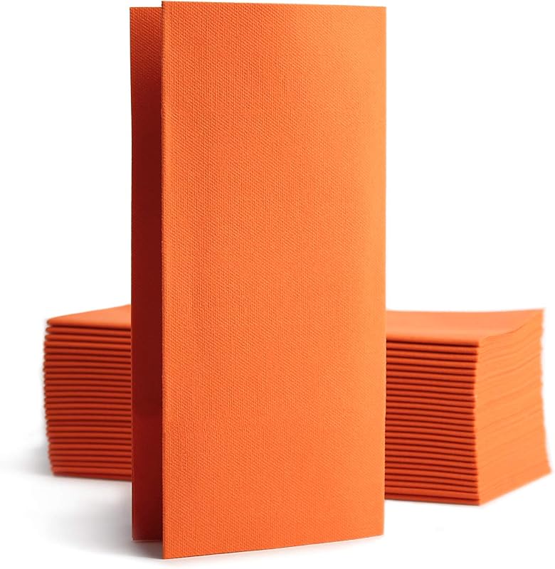 Alvotex Chic Airlaid Premium Disposable Napkins, 1/8 Folded, Fabric Look, 39 x 40 cm, Pack of 50, Orange
