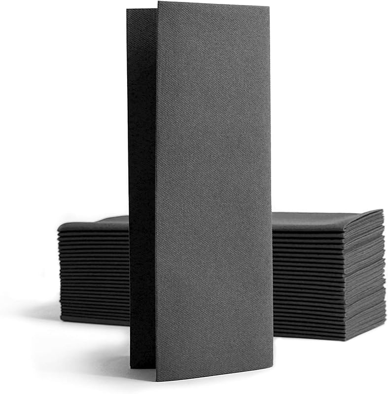 Alvotex Chic Airlaid Disposable Napkins 8-Folded, Fabric Look, 32 x 40 cm, Pack of 50, Black