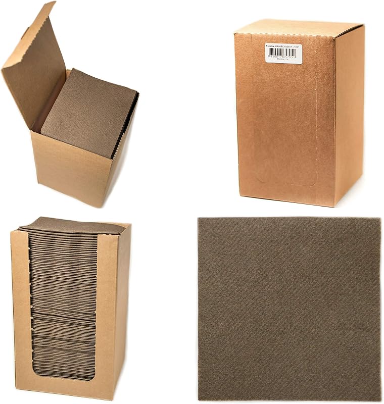 Alvotex Chic Airlaid 100 Coctail Napkins 1/4 Ply Premium Disposable Cloth Napkins, Brown, 20 x 20 cm