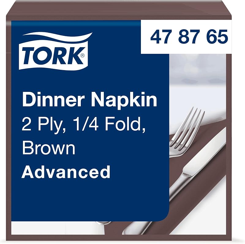 Tork Dinner Napkin Brown, 478765 | 1/4 Fold 2 Ply, 40 cm x 39 cm, 150 Napkins