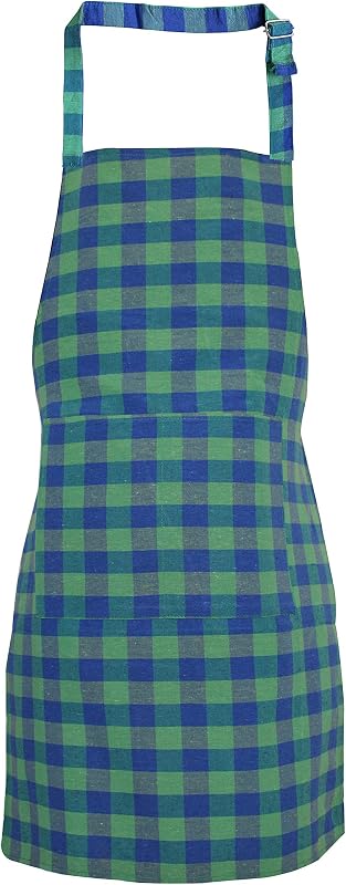 GLUN Unisex Waterproof Kitchen Apron with Plaid Center Pocket