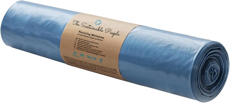 Recycled bin bags TSP 120L - made from 90% recycled materials (PE) - Blue Angel certified - roll of 25 bags - 
