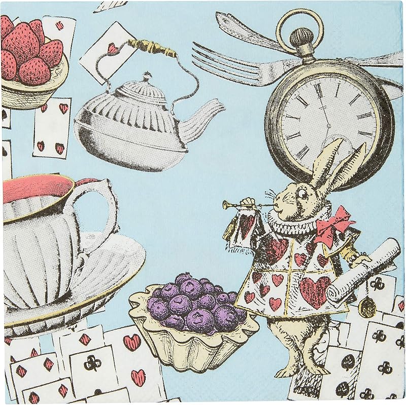 Talking Tables Alice in Wonderland Mad Hatter Party Cocktail Napkins Mother's Day BLUENAPKINS 25cm x 25cm