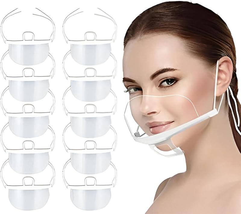 10 Pcs Clear Anti-Fog Face Mask for Saliva Chef's Saliva Saliva, Plastic Mouth Protection for Hotel Kitchen Re