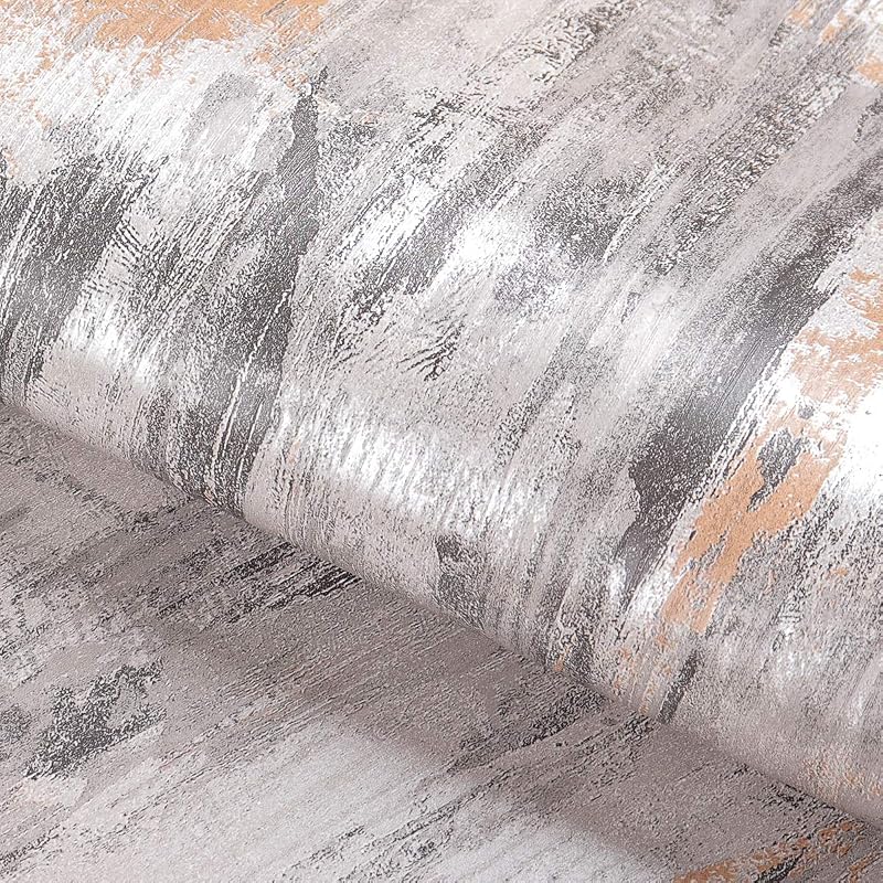 Livelynine 40 cm x 5 m Adhesive Wallpaper Concrete Effect Silver Grey Thicken Roll Removable Waterproof Sticke