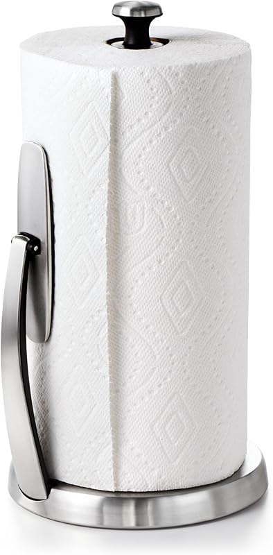 OXO Good Grips SimplyTear Roll Holder | One-handed tearing, non-slip and weighted base, Spring loaded arm for 