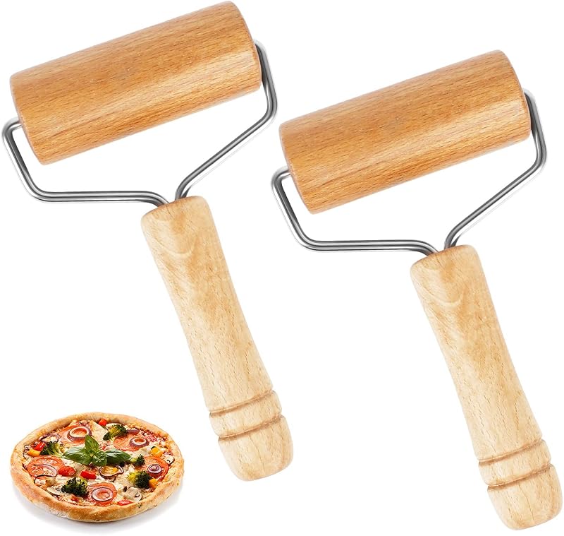 2 Pcs Non Stick Wooden Rolling Pin for Pizza, Biscuit, Fondant, Cake, Pie - Professional Mini Roller