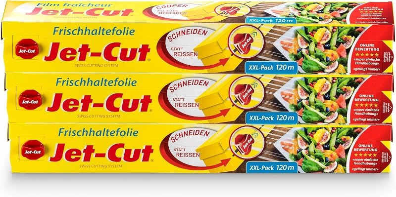 Jet-Cut Food Film to Cut Consumer Size 30 cm x 120 m, Clear, Storage Packaging 3 Pieces Per Pack