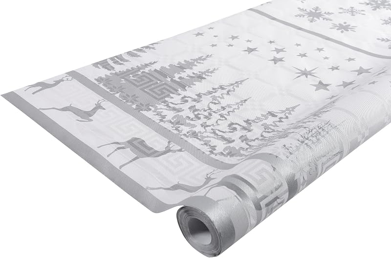 Pronappe Disposable Damask Paper Tablecloths in Roll 6 m Long x 1.18 m Wide Damask Paper with Universal Chic a