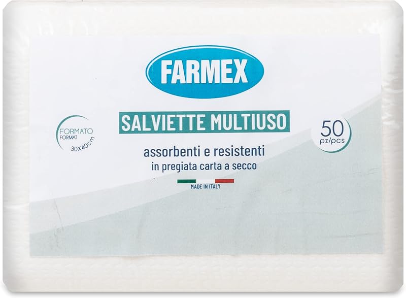 Farmex - Paper dry napkins - Disposable napkins with Double S embossing, For adults and children, Size 30 x 40