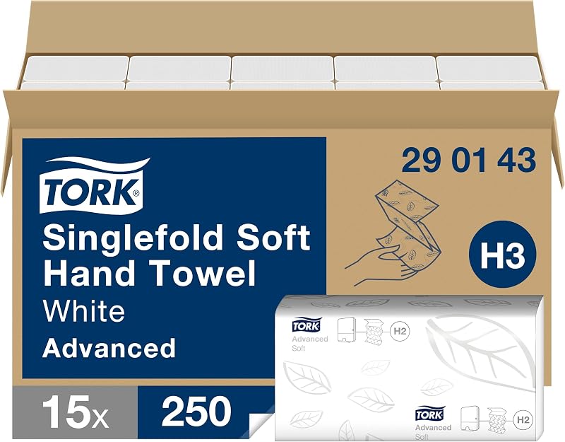 TORK 290143 Paper towel (L x W) 23 cm x 22.5 cm white 15 x 250 sheets/pack 3750 pc(s)