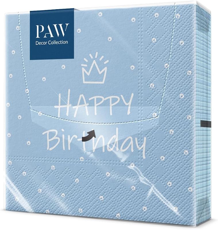 PAW 3-Ply Paper Napkins (33 x 33 cm) I Pack of 20 Perfect for Parties, Birthdays, Celebrations, Table Decorati