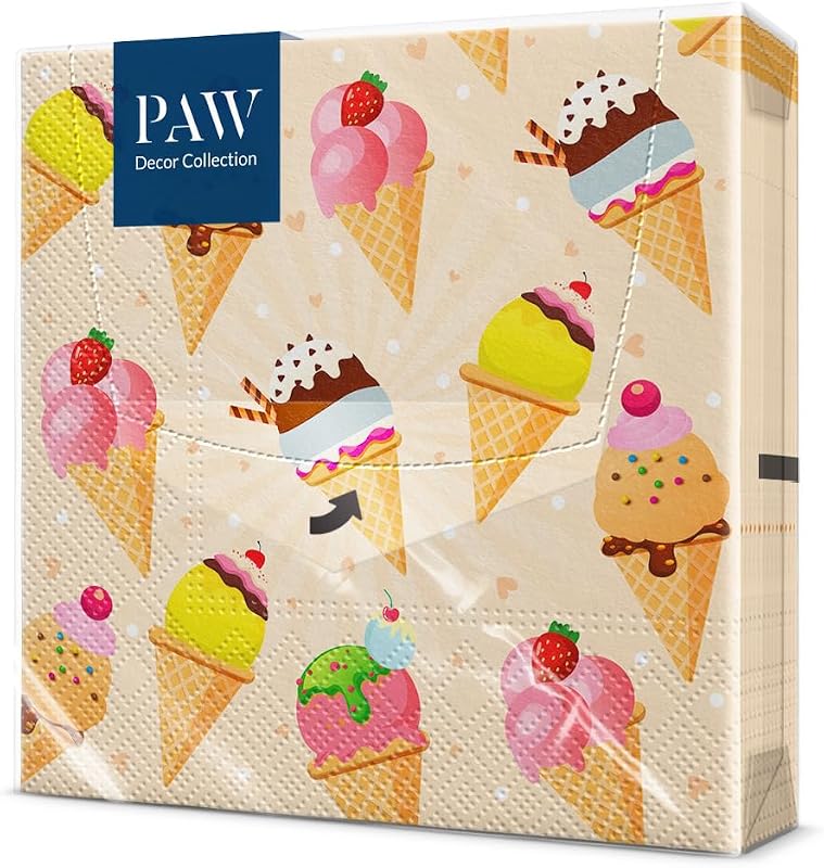 PAW 3-Ply Paper Napkins (33 x 33 cm) I Pack of 20 Perfect for Parties, Birthdays, Celebrations, Table Decorati