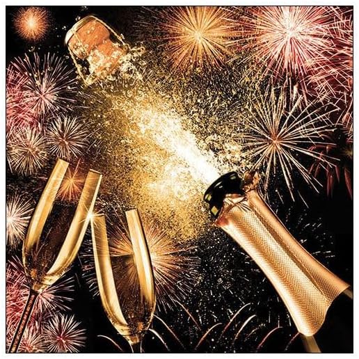 Decorated Napkins - Champagne and Artifice - Pack of 20