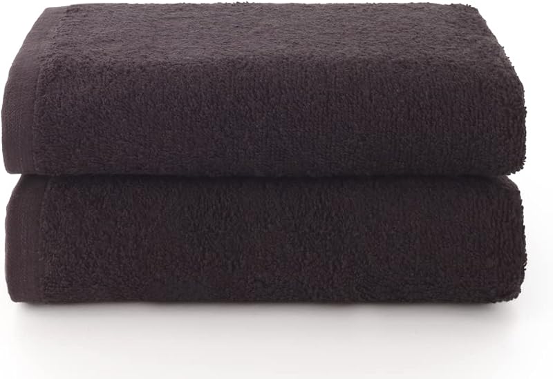 Top Towel - Plus - Set of 2 Hand Towels - Bath Towels - 100% Cotton - 400 g/m² - Size 100 x 50 cm - Black