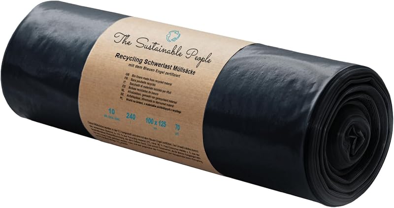 Sacs poubelle recyclés TSP 240L - fabriqués à partir de matériaux 100% recyclés (PE) - certifiés Ange Bleu -ro