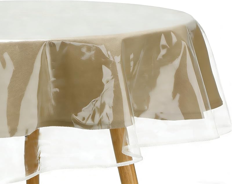 FeelingWarm Clear Vinyl Table Protector - Waterproof Clear Plastic Table Cover Protector - Oval 60" x 90"