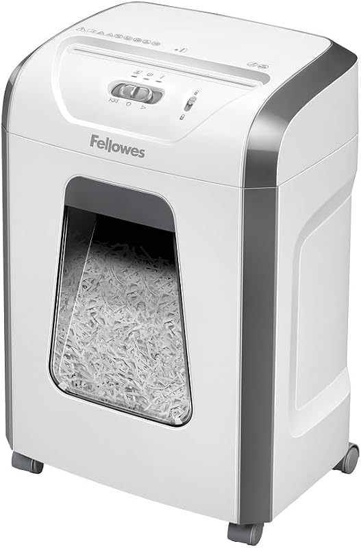 Fellowes Destructeur de document FS-12C, destructeur de papier avec agrafes, trombones et carte de crédit, cou