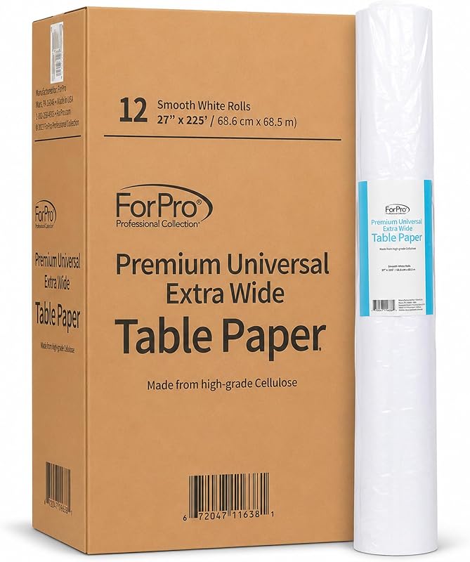 ForPro Universal Table Paper Extra Large Smooth Wrinkle-Resistant Table Paper 27" Wide x 255 Feet Long 2.9 lbs