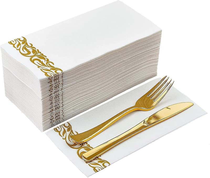Serviettes jetables décoratives pour salle de bain, serviettes à sensation lin pour cuisine, fêtes, mariages, 