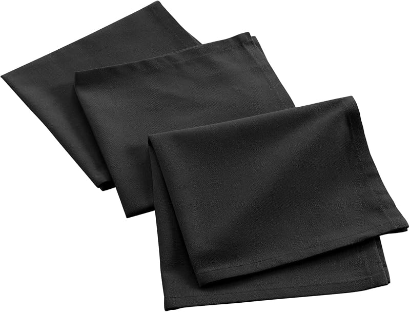 Douceur d'Intérieur, 3 Napkins (40 x 40 cm) Mistral Black, Recycled Cotton Plain