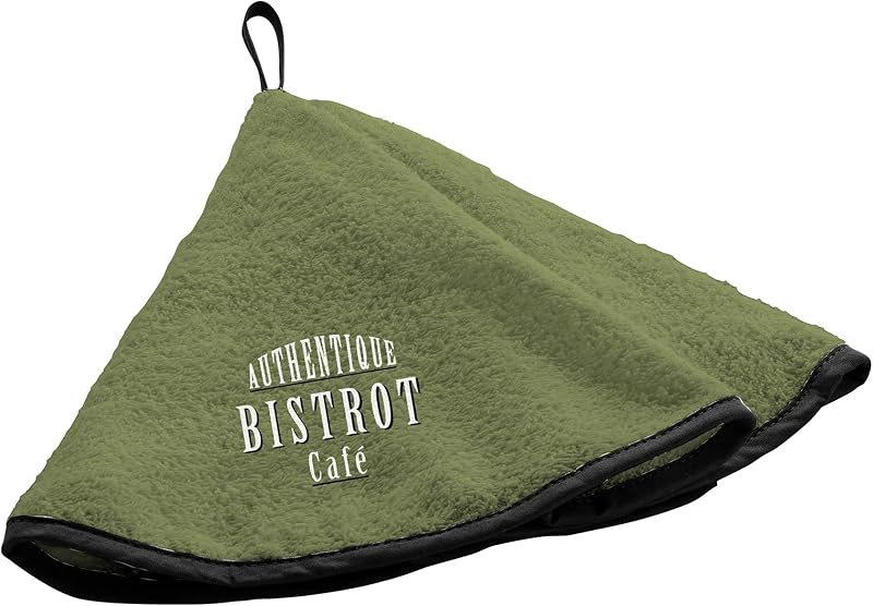Douceur d'Intérieur, Genuine Khaki Round Hand Towel Diameter 60 cm Embroidered Sponge
