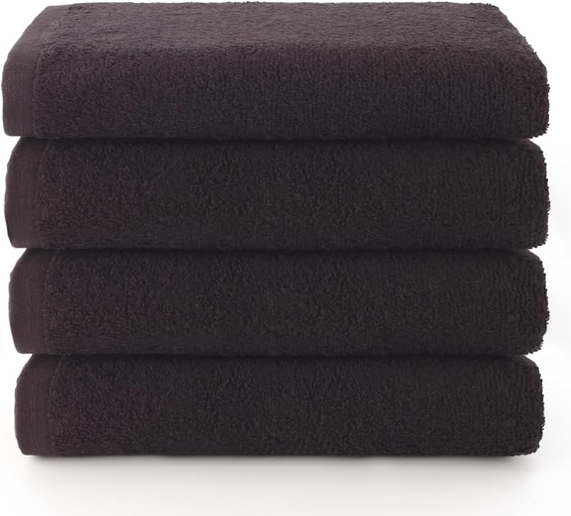 Top Towel - Plus - Bath Towels - 4 Face or Bidet Towels - 30 x 50 cm - 100% Cotton - Black