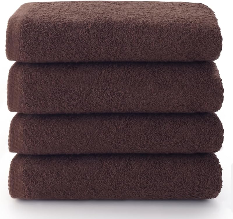 Top Towel - Plus - Bath Towels - 4 Face or Bidet Towels - 30 x 50 cm - 100% Cotton - Brown