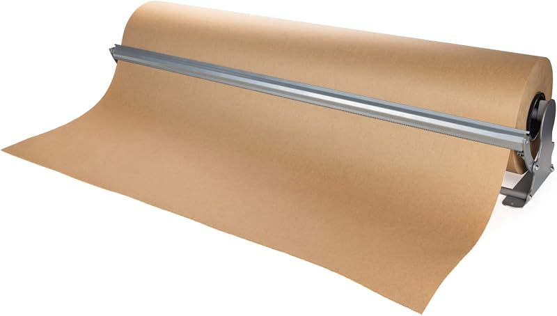 IDL Packaging 36" Kraft Paper Roll Dispenser & Cutter for Rolls up to 36" Wide and 9" Diameter - Reinforced St