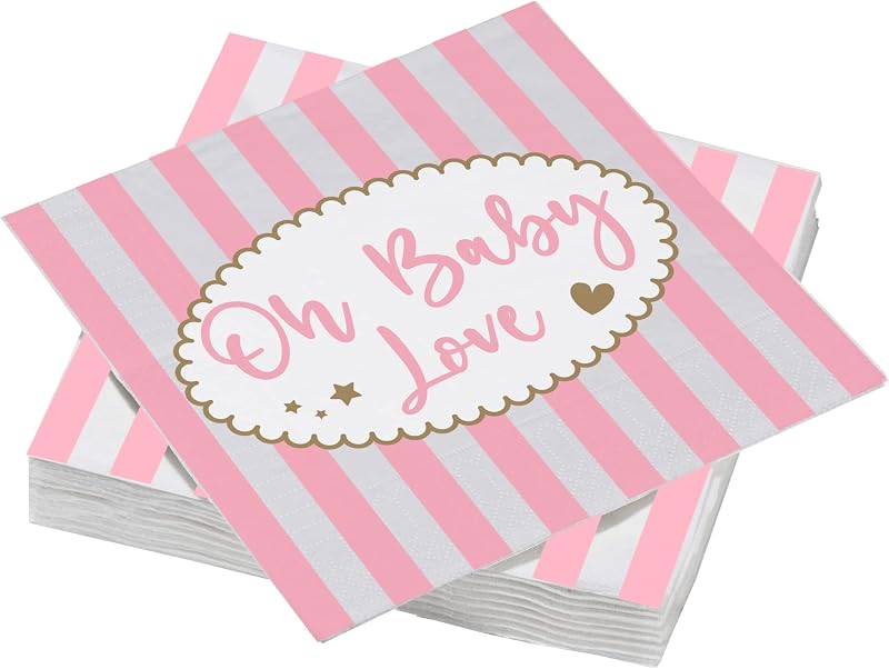 20 Cotton Napkins 33 x 33 cm 3-Ply Baby Love Pink