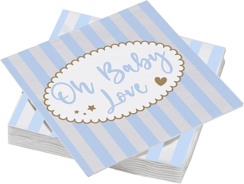 20 Cotton Napkins 33 x 33 cm 3-Ply Baby Love Blue